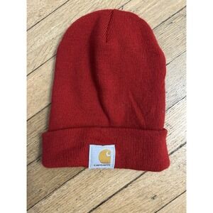 Carhartt One Size Adult Unisex Red Stretch Winter Knitted Cuffed Beanie Hat